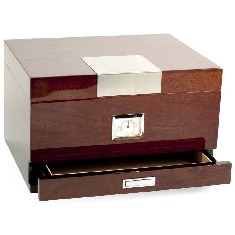 Walnut xì gà Humidor có ngăn kéo